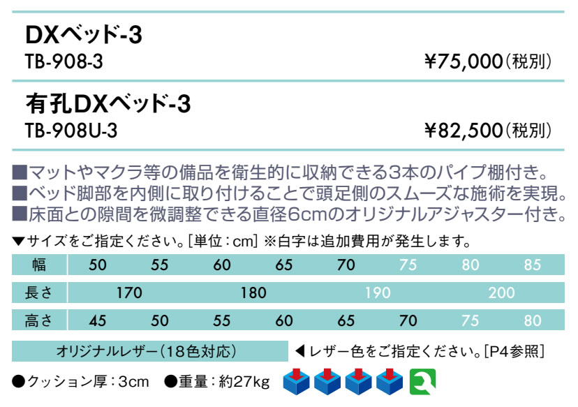 【ポイント6倍】有孔DX診察台3 EFB-2983U【高田ベッド DXベッド-3 国産 TB-908-3U】整体ベッド 診察台 施術用ベッド 医療用ベッド 治療用ベッド エステ アロマ リラクゼーション 鍼灸 整体 診察 検査 施術台 治療台 ベッド ベット 台