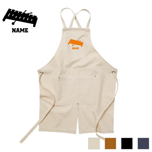 木琴 名入れエプロン ウォッシュキャンバス ツイルエプロン クロスタイプ ワークエプロン デニム イン..