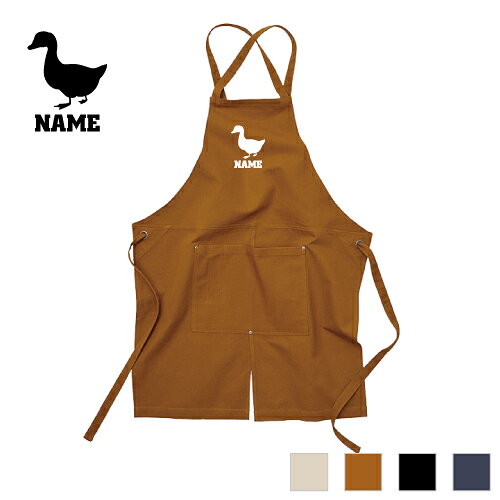 Sommelier Aprons - アヒル 名入れエプロン ウォッシュキャンバス ツイルエプロン クロスタイプ ワークエプロン デニム インディゴ キャメル ブラック ナチュラル カフェエプロン 家鴨、Duck、 飲食店 喫茶店 作業用 母の日ギフト 店舗スタッフ