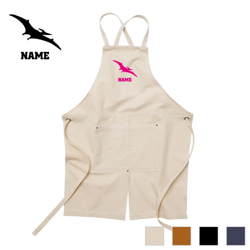 Sommelier Aprons - プテラノドン1 名入れエプロン ウォッシュキャンバス ワークエプロン デニム インディゴ キャメル ブラック ナチュラル カフェエプロン 恐竜　化石　肉食　草食　雑食　海　陸 飲食店 喫茶店 作業用 母の日ギフト 店舗スタッフ