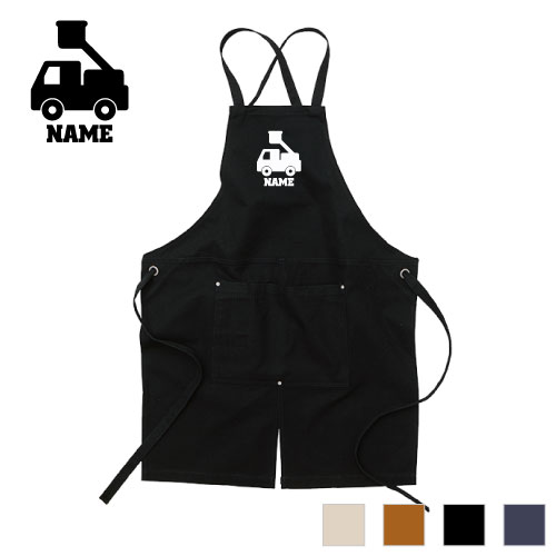 はしご車 名入れエプロン ウォッシュキャンバス ワークエプロン デニム インディゴ キャメル ブラック ..
