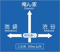 面白ステッカー「道路案内標識1」 俺ん家 池袋 渋谷 300km以内 VIP系セダン ギャル 車ステッカー カー用品 デコトラ 安全第一 単車 旧車會 バイク セクシー ギャグ ドレスアップ シール カスタム UV加工 ネコポス発送可！