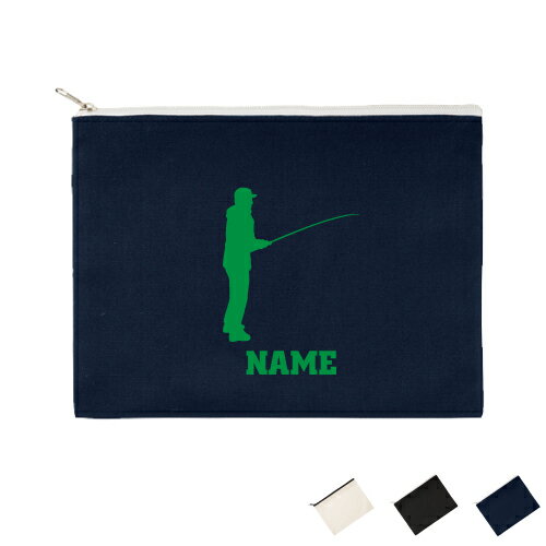 「釣りフィッシング1」名入れフラットポーチLサイズ ポーチ マルチケース マルチポーチ 小物入れ 収納 ..