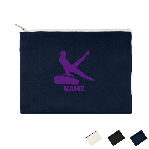 「器械体操・あん馬」名入れフラットポーチLサイズ ポーチ マルチケース マルチポーチ 小物入れ 収納 おもちゃバッグ クラッチバッグ 推し活 メンズ レディース オリジナル お揃い 部活 スポーツ お名前 運動部 グッズ 記念品 ギフト ピクトグラム
