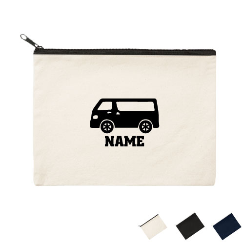 ワンボックス 名入れフラットポーチLサイズ ポーチ マルチケース マルチポーチ 小物入れ 収納 おもちゃバッグ クラッチバッグ 推し活 名入れ 名入れグッズ メンズ レディース オリジナル お揃い 乗り物 車 はたらく 趣味