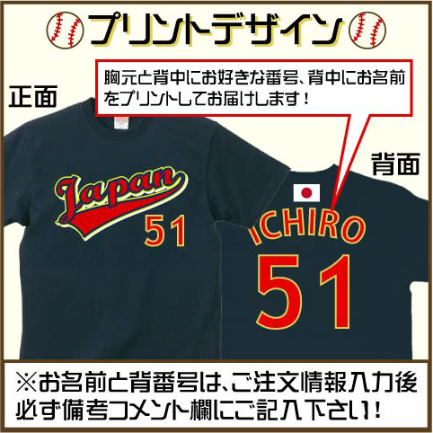 野球ユニフォームTシャツ「日本」半袖 メンズ レディース キッズ ジュニア 背番号 名入れ ネーム 紺色 綿100 コットン 応援ユニフォーム ベースボール ベビー 日本代表 JAPAN NIPPON WBC 甲子園 球児 名入れ無料 ネーム無料 マーキング無料