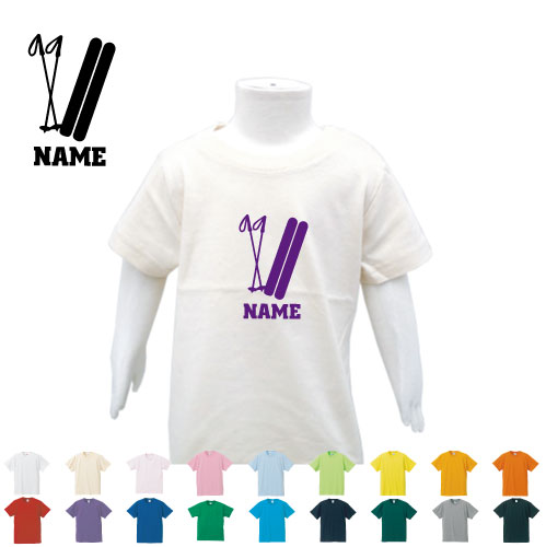 Rakuten - スキー 名入れTシャツ ベビー服 キッズ服 お名前 子供服 キッズウェア こども服 幼稚園 保育園 小学校 夏服 雪　冬　板　ブーツ　ポール 半袖 半袖Tシャツ Tシャツ