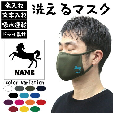 うま 午 午マークの名入れ吸水速乾ドライマスク マスクカバー 干支 名入れ 馬 ウマ ホース 干支 十二支 洗えるマスク ドライマスク マスクカバー 感染症対策 コロナ対策