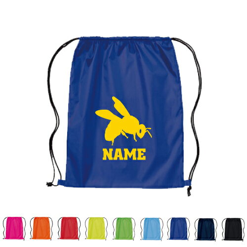 ハチ 名入れランドリーバッグ ナップサック リュックサック ポリエステルバッグ 部活 スポーツ 卒団記..