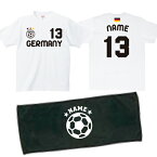 「ドイツ代表」サッカーユニフォームの背番号＆名入れTシャツ/名入れフェイスタオル/2点セットでお買い得！