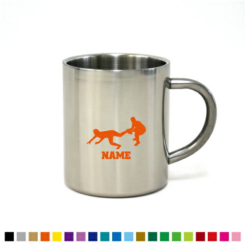 カバディ2 名入れステンレスマグカップ（小） 真空二重構造 サーモ サーモマグ サーモステンレス 保冷性 保温性 断熱 コーヒーカップ 湯飲み シルエット 選べるカラー【cb】鬼ごっこ　マイナー　スポーツ カップ コップ 食器 コーヒーマグ