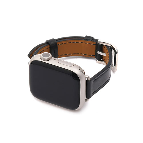 WEARPLANET Slim Line クラシック本革バンド for Apple Watch 45/44/42mm ミッドナイトブラック WP23139AW