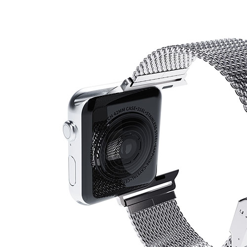 EMBL 楽天市場店のmiak CLIP MESH BAND for Apple Watch 41/40/38mm シルバー SMAMA-W3840SL｜アングル3