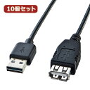 10個セット サンワサプライ 両面挿せるUSB延長ケーブル(A-Aメス) KU-REN2 KU-REN2X10(2)