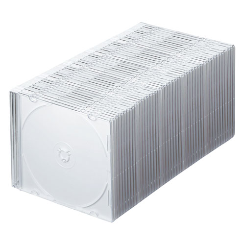 【5個セット(50枚×5)】 サンワサプライ Blu-ray・DVD・CDケース(スリムタイプ・50枚セット・ホワイト) FCD-PU50MWN2X5
