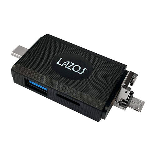 【6個セット】 Lazos マルチカードリーダー microUSB / Type-C / USBプラグ L-MCR-MX6