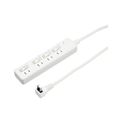 【5個セット】 YAZAWA 雷ガード付4個口節電タップ0.3mホワイトH8KS4403WHX5