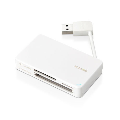 【3個セット】 エレコム USB3.0対応メモリカードリーダー/ケーブル収納型タイプ 約6cm ホワイト MR3-K303WHX3