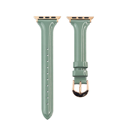 WEARPLANET Slim Line 本革 エナメルバンド for Apple Watch 41/40/38mm モスグリーン WP23101AWGR
