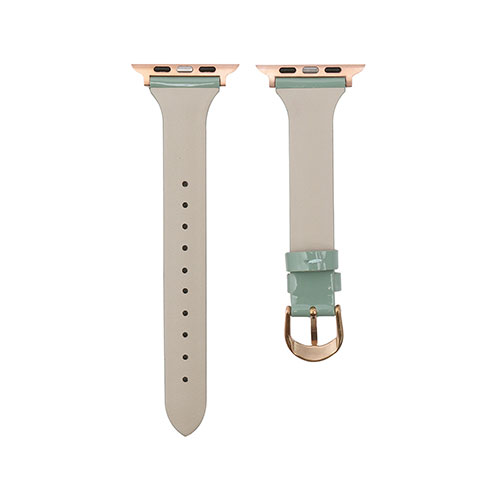 WEARPLANET Slim Line 本革 エナメルバンド for Apple Watch 41/40/38mm モスグリーン WP23101AWGR