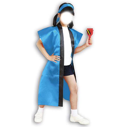 【10個セット】 ARTEC サテンロングハッピ 青 S(ハチマキ付) ATC1141X10