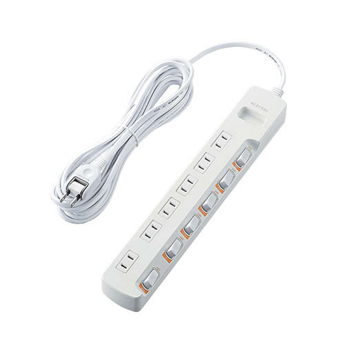 エレコム 省エネタップ/無灯個別スイッチ/雷ガード付/6個口/5m/ホワイト T-K5B-2650WH
