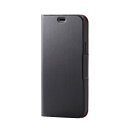 エレコム iPhone 12/iPhone 12 Pro/レザーケース/手帳型/UltraSlim/薄型/磁石付き/ブラック PM-A20BPLFUBK(2)