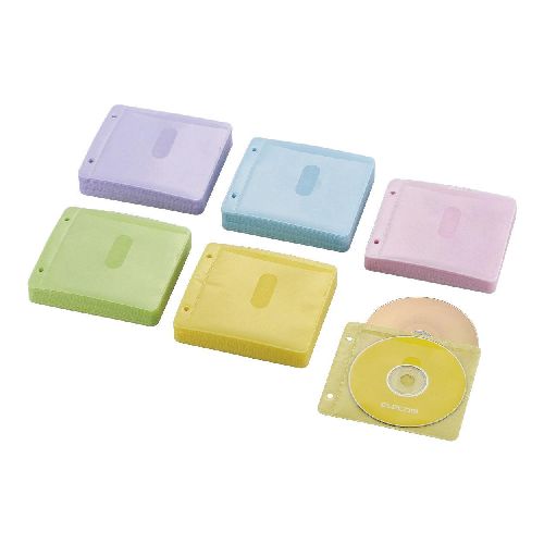 エレコム Blu-ray・CD・DVD対応不織布ケース 2穴 240枚 120枚(両面収納) アソートカラー CCD-NBWB240ASO