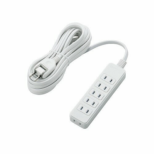 エレコム　ほこりシャッター付き電源タップ 5m 2ピン 6個口 ホワイト T-ST02-22650WH