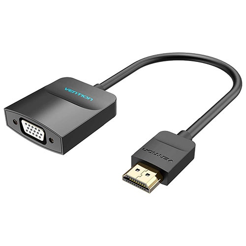 VENTION HDMI to VGA 変換ケーブル 1方向タイプ イヤホンジャック付 給電仕様 0.15m Black 42-2663