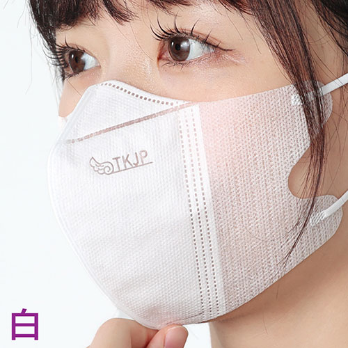 TKJP 爽快・快適 3D不織布マスク K21 ホワイト 50枚(10枚×5袋) K21-white-50