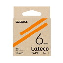 【5個セット】 カシオ計算機 Lateco 詰め替え用テープ 6mm オレンジテープ黒文字 XB-6EOX5