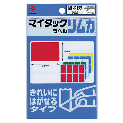 ポイント5倍 ニチバン マイタックカラーラベル リムカ 25X38 混色 NB-ML-R122