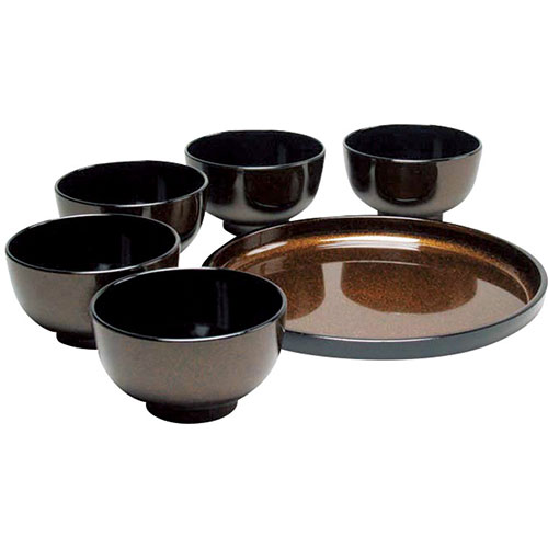 ラメ塗丸盆・汁椀セット K20587719