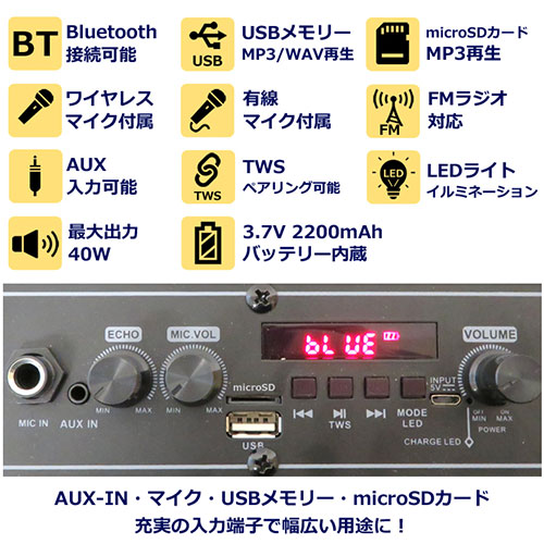 センター商事 CICONIAコンパクトLEDパーティースピーカー2040B1 CTFE-2040B1 3