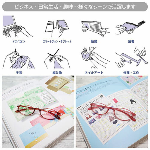 【ポイント5倍 お買い物マラソン5/16(木)01:59まで！】エニックス 老眼鏡に見えないカジュアルでシンプルなメガネ Belle et Claire リーディンググラス 【倍率1.5倍】 レッドデミ ser-724-15 3