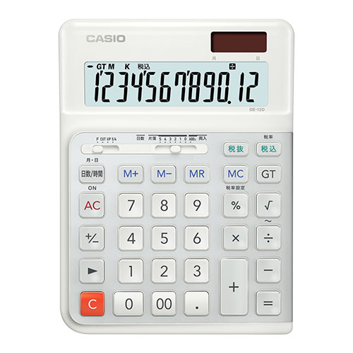 CASIO 人間工学電卓 デスクサイズ12桁 DE-12D-WE-N