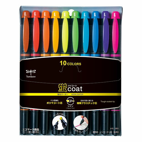 トンボ鉛筆 蛍光マーカー 蛍コート 10色セット Tombow-WA-TC10C