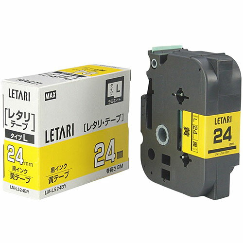 MAX ラミネートテープ 8m巻 幅24mm 黒字・黄 LM-L524BY LX90260 MAX ラミネートテープ 8m巻 幅24mm 黒字・黄 LM-L524BY LX90260