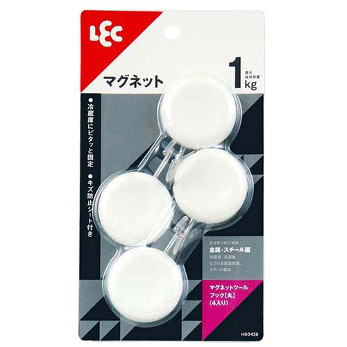 マグネットツールフック 丸 4個入