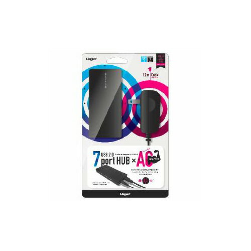 ナカバヤシ USB2.0AC7ポートハブ ブラック UH-2434BK