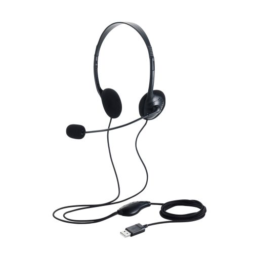 エレコム 両耳小型有線オーバーヘッドセット USB-Aプラグ ブラック HS-HP14SUBK