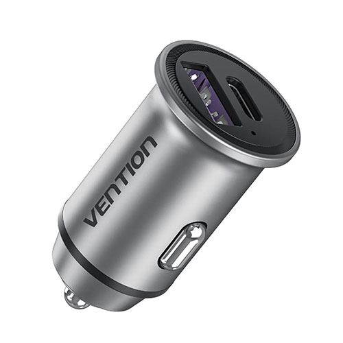 VENTION カーチャージャー 2-Port USB-A + USB-C(30W/30W) グレー FF-8890