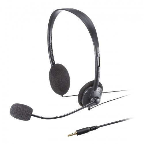 サンワサプライ マイクMUTEスイッチ付きの4極対応軽量ヘッドセット MM-HS408BK