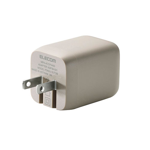エレコム &me USB Power Delivery 65W キューブAC充電器 グレージュ MPA-ACCP4465GB