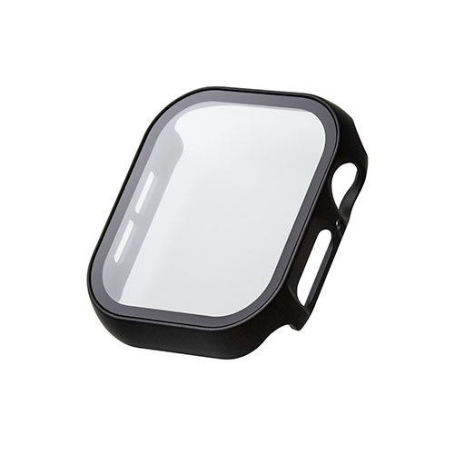 エレコム フルカバーケース Apple Watch Series 10 (42mm) プレミアムガラス 反射防止 ブラック AW-24BFCGMBK