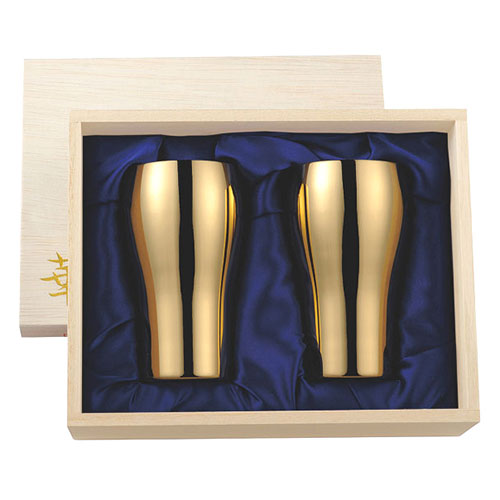 田辺金具 華 タンブラー 200ml 金メッキ(ゴールド) 桐箱2ヶセット TK-3751