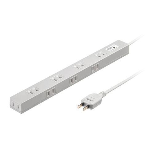 サンワサプライ スリム雷ガードタップ 2m ホワイト TAP-SPSLIM8N-2