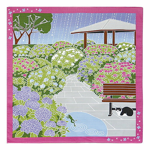 【5枚セット】 ヤマコー てまひま工房 たまのお散歩 小風呂敷 紫陽花 yamaco88590X5