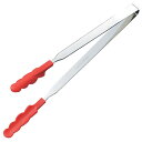 田辺金具 N抗菌耐熱カラートングスリム(大) 300mm レッド TK-1528